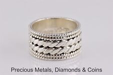 Used, Sterling Silver 12mm Cable Rope Trimmed Band Ring 13g TE-43 Mexico 925 Sz: 10 for sale  Shipping to South Africa