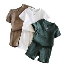 Clothes BOY SET Summer Cotton T-shirt+Shorts Linen Children Clothing Outfits for sale  Shipping to South Africa