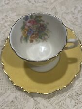 Coalport Bone China Yellow Floral Teacup and Saucer AD1730 England Gold Rimmed! for sale  Shipping to South Africa