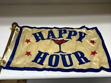 Bandera pequeña rara de colección con letrero de poste seda Happy Hour 19" x 12" bar cóctel segunda mano  Embacar hacia Argentina