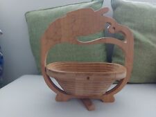 Used, Foldable Wooden fruit bowl Basket  With Handle Fold Out Stand  Grape Design. for sale  Shipping to South Africa