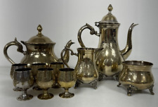 Vintage Silver Plated Tea Set. Tea Pot, Coffee Pot, Cream Jug Sugar Bowl Goblets for sale  Shipping to South Africa