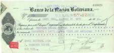 BANCO de la MACION BOLIVIANA cheque 1930 ingresos bisectados Bolivia fiscal segunda mano  Embacar hacia Argentina