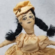 Boneca de pano antiga artista artesanal 9" em vestido de seda com rosto pintado à mão comprar usado  Enviando para Brazil