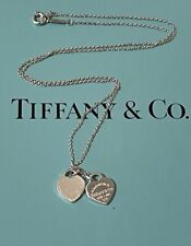 Usado, TIFFANY & Co. Return to Mini Colar Pingente de Coração Duplo, Vintage Tiffany 16” comprar usado  Enviando para Brazil