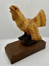 VTG Hand Carved Wooden Folk Art Bird Figurine, Red Eyes, 7.5 In H, Chicken,Eagle for sale  Shipping to South Africa