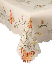 Tablecloth Butterfly Floral Embroidered 36" Square Scalloped Topper Spice SECOND for sale  Shipping to South Africa