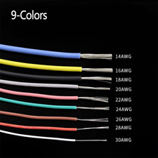 Fio de cabo flexível de silicone encalhado 9 cores 14/16/18/20/22/24/28/30 AWG UL3239, usado comprar usado  Enviando para Brazil