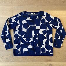 Seasalt Optimist Jumper Womens UK 10 Blue Abstract Lamorna Shapes Organic VGC for sale  Shipping to South Africa