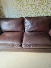Leather settee.large brown for sale  HALIFAX
