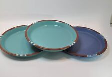 Conjunto de 3 pratos de salada/sobremesa DANSK 2 turquesa 1 grés azul celeste 73/8" , usado comprar usado  Enviando para Brazil