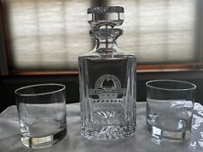 Whiskey Decanter Set and 2 Matching Glasses Engraved New York State Troopers PBA, used for sale  Shipping to South Africa
