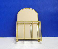 Vintage Gold Brass and Glass Display Cabinet Mirrored Open Shelves for sale  Shipping to South Africa