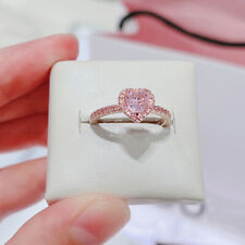 100 % auténtico anillo de corazón elevado brillante oro rosa de plata esterlina 925 segunda mano  Embacar hacia Argentina