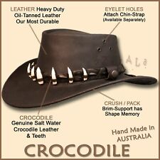 【oZtrALa】Chapéu de COURO Aussie Faixa de Dentes de Crocodilo Cowboy DUNDEE Masculino AUSTRALIANO comprar usado  Enviando para Brazil