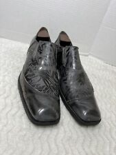 Zapatos de vestir Don Ed Hardy para hombre talla 11 grises de angustia mocasines de cuero punta cuadrada, usado segunda mano  Embacar hacia Argentina