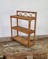 Vintage Bamboo 3 Tier Shelf Unit Wall Mount Boho Bohemian 70s Wicker Rattan for sale  Shipping to South Africa
