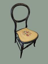 Assento bordado floral vitoriano cadeira Hitchcock incrustação design pequeno comprar usado  Enviando para Brazil