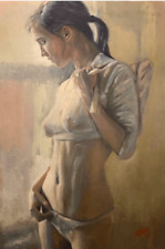 PINTURA A ÓLEO WILLIAM OXER ORIGINAL "Thoughtful Dancer" jovem garota dança mulher   comprar usado  Enviando para Brazil