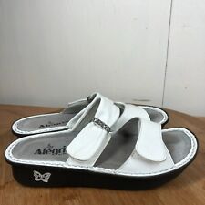 Used, Alegria Sandals 39 Womens 8 Kar Slides White Leather Slip On Open Toe Shoe for sale  Shipping to South Africa