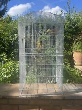 Vintage Large Decorative White Wire Bird Cage Garden Interior Styling Prop for sale  Shipping to South Africa