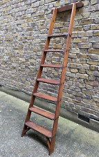 (E) VINTAGE 7 TREAD LOFT/LIBRARY/SHOP  STYLE LADDER - SHELLAC SEALED & WAXED for sale  Shipping to South Africa
