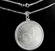 Used, Coin Gift Set 1 oz Silver So. African Krugerrand Sterling Silver Bezel and Chain for sale  Shipping to South Africa