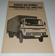 Dodge 100 Series Commando G11 & G12 Truck / Lorry UK Specs Leaflet 1980 for sale  NEWCASTLE UPON TYNE