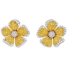 Design floral com brincos de prata redondos de pedra preciosa amarela e branca de 3,00 CT, usado comprar usado  Enviando para Brazil