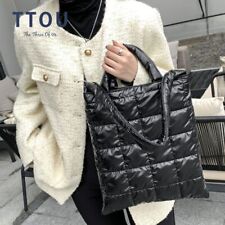 Soft Fluffy Padded Handbag for Women Fashion Nylon Duvet Shoulder Bag Winter Big til salgs  Frakt til Norway