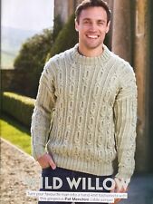 mens aran jumper knitting patterns for sale  WOKING