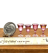 1:12 Vintage Artisan Cranberry Glass Stemmed Wine Glasses Dollhouse Miniature for sale  Shipping to South Africa