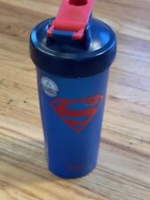 Superman Symbol Blender Bottle 28 oz Dark Blue and Red Measurements on Side, used for sale  Shipping to South Africa