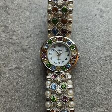 Lindo relógio feminino Vivani detalhes coloridos de cristal na caixa/banda com mostrador esfregão C comprar usado  Enviando para Brazil