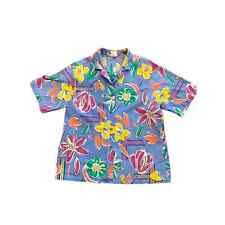 Camisa havaiana Koret feminina 12 vintage 100% algodão tropical aloha botão para cima, usado comprar usado  Enviando para Brazil