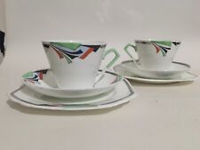 2x Platillo de taza Gladstone Art Deco vintage plato desierto trío hueso porcelana década 1930 segunda mano  Embacar hacia Mexico