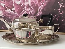 WONDERFUL ART DECO SILVER PLATED TEA SET SERVING TRAY ENGLAND C 1930'S for sale  Shipping to South Africa