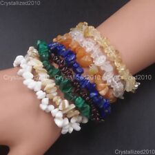 Handmade 5-8mm Mixed Natural Gemstone Chip Beads Stretchy Bracelet Healing Reiki, used for sale  Shipping to Canada