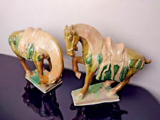 Used, Chinese Sancai Glazed Tang Dynasty Style Vintage War Horse Figures 9" Set of 2 for sale  Shipping to South Africa