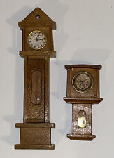 Vintage Wooden Grandfather & Wall Clock  Dollhouse Miniature Furniture for sale  Shipping to South Africa