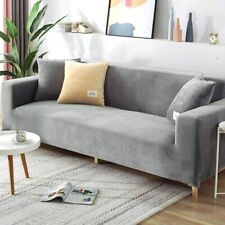 Sofa Slipcover Grey Velvet 3-Seater Couch Settee Grey w/ Pillowcase, used for sale  Shipping to South Africa