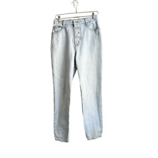 Jeans feminino vintage Bongo fecho de botão cintura alta 13 azul claro lavagem denim comprar usado  Enviando para Brazil