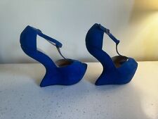 Unique Sugar Giggles Women's Blue Faux Suede Platform Club Shoes Heel-less Sz 11 for sale  Shipping to South Africa