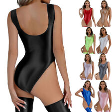 Women's Glossy One Piece Swimsuit Sleeveless Backless Bikini Leotard Bodysuits for sale  Shipping to South Africa