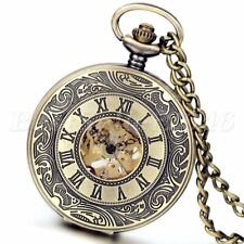 Steampunk Bronze Skeleton Mechanical Automatic Pocket Watch Vintage Mens Womens for sale  Portsmouth