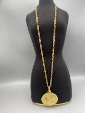 Braided Gold Rope Length Chain Circle Medallion NECKLACE Statement Piece for sale  Shipping to South Africa