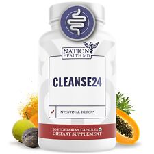 Used, NATION HEALTH MD Cleanse24 - Intestinal Cleanse for Humans with Wormwood, Papaya for sale  Shipping to South Africa