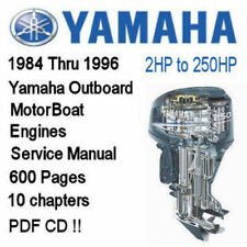 Yamaha Outboard Motor Boat 1984 thru 1996  2HP to 250HP Service Manual PDF CD !! for sale  Shipping to South Africa