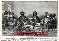 Cafeteria turca, narguilé para fumar, gravura antiga da década de 1850 impressão e artigo, usado comprar usado  Enviando para Brazil