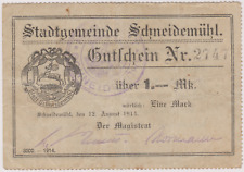Schneidemühl (Piła), 1 Mk, 12.08.1914 (2747) na sprzedaż  PL